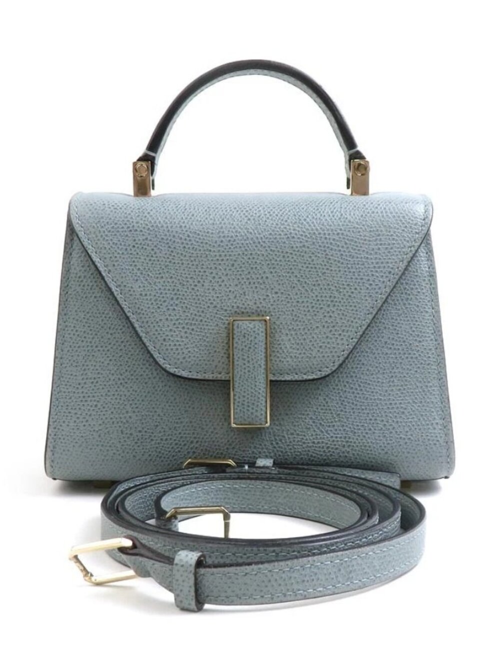 Valextra Micro Iside Shoulder Bag Powder Blue Leather